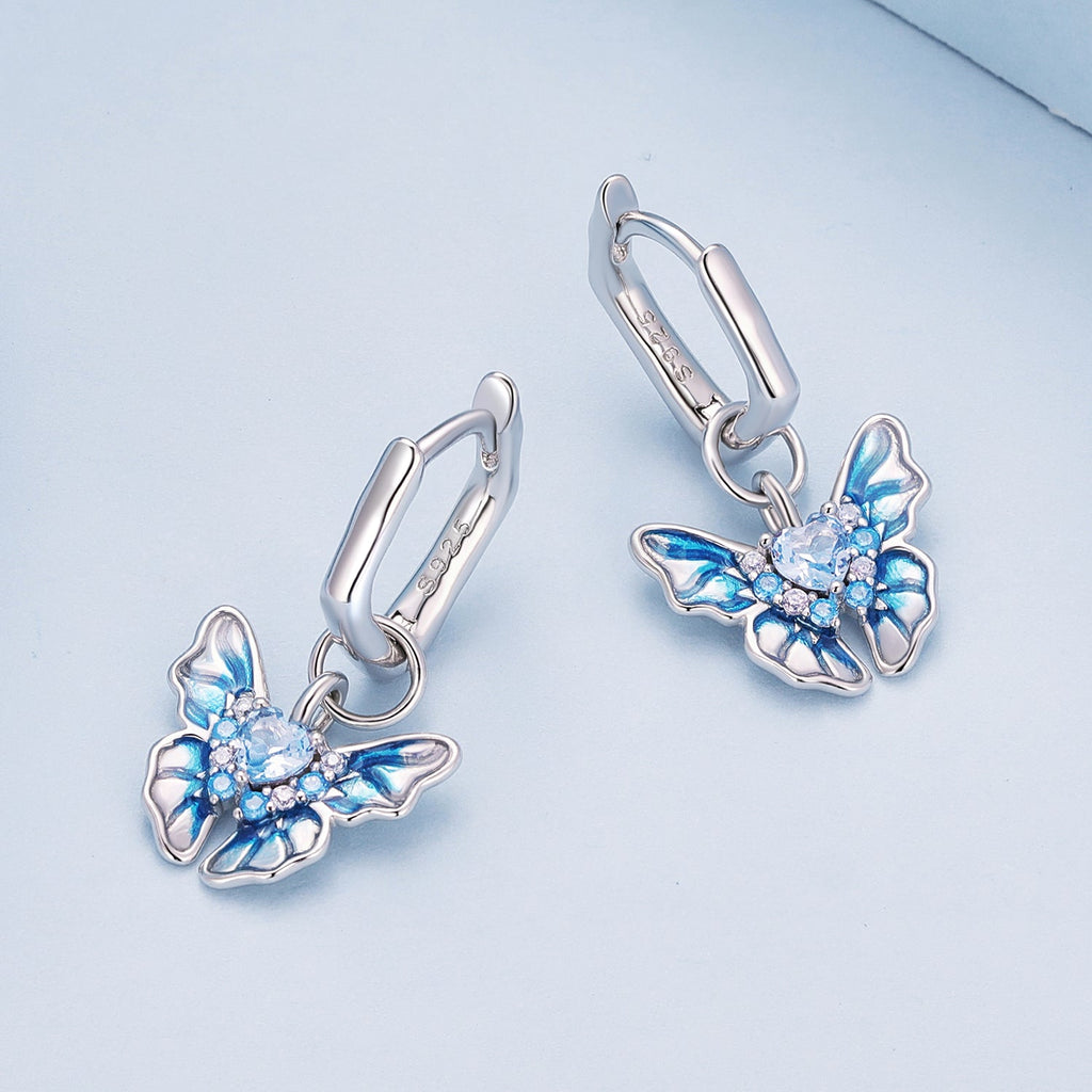 925 Sterling Silver Enamel Pavé Setting CZ Earrings for Women