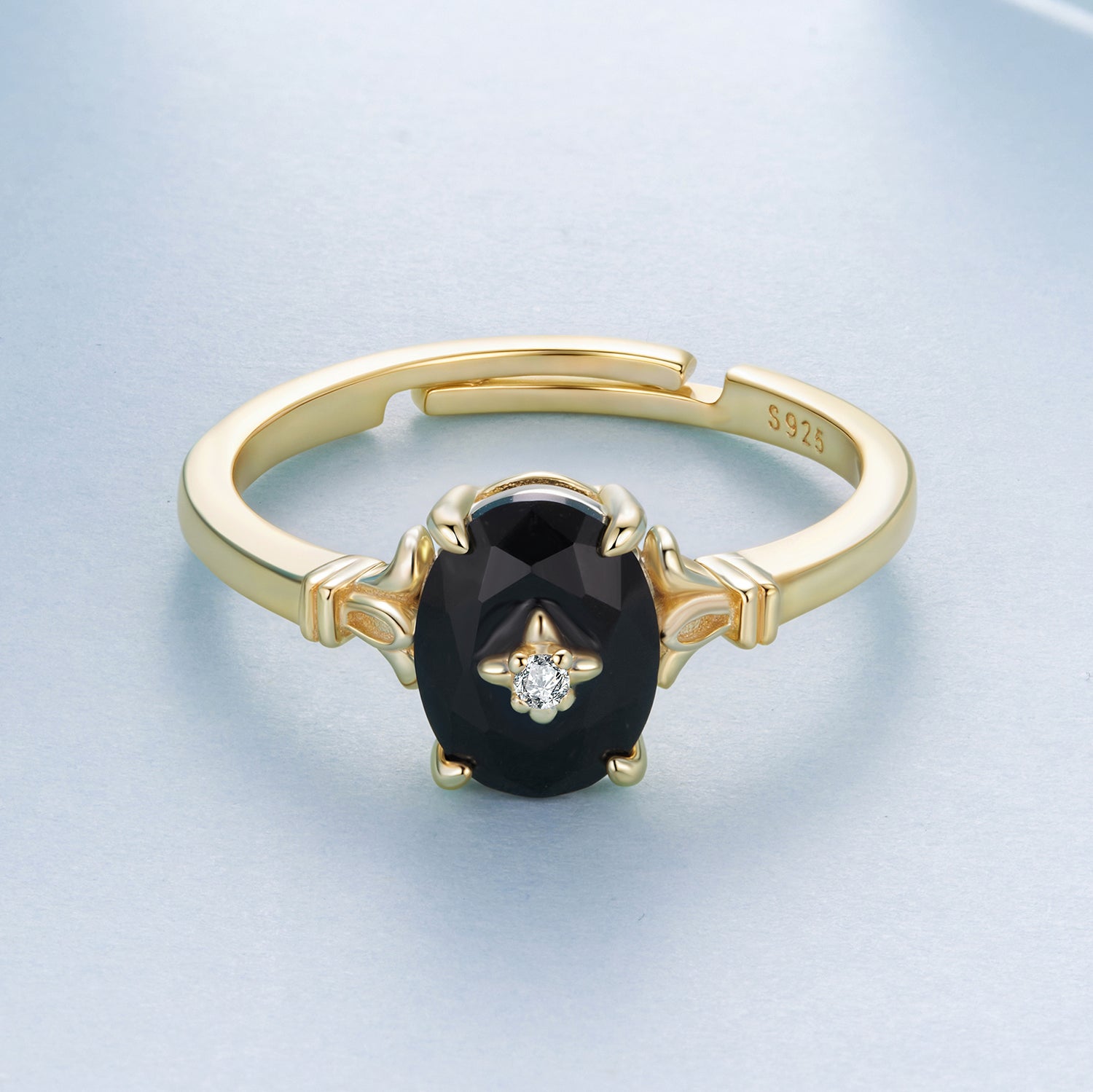 925 Sterling Silver Gold-Plated CZ Pavé Ring for Women