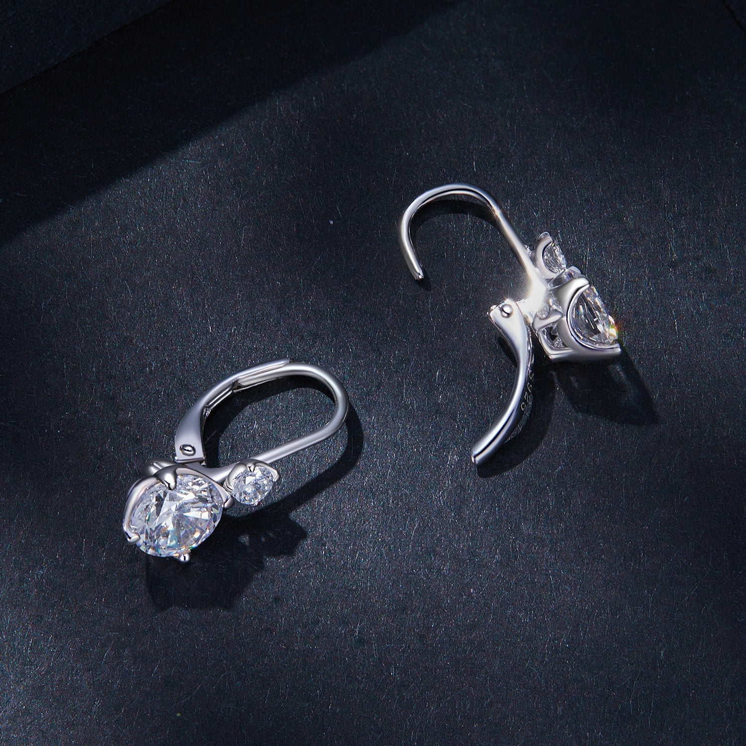 925 Sterling Silver Moissanite Earring with Pavé Setting, 6.5mm, for Women