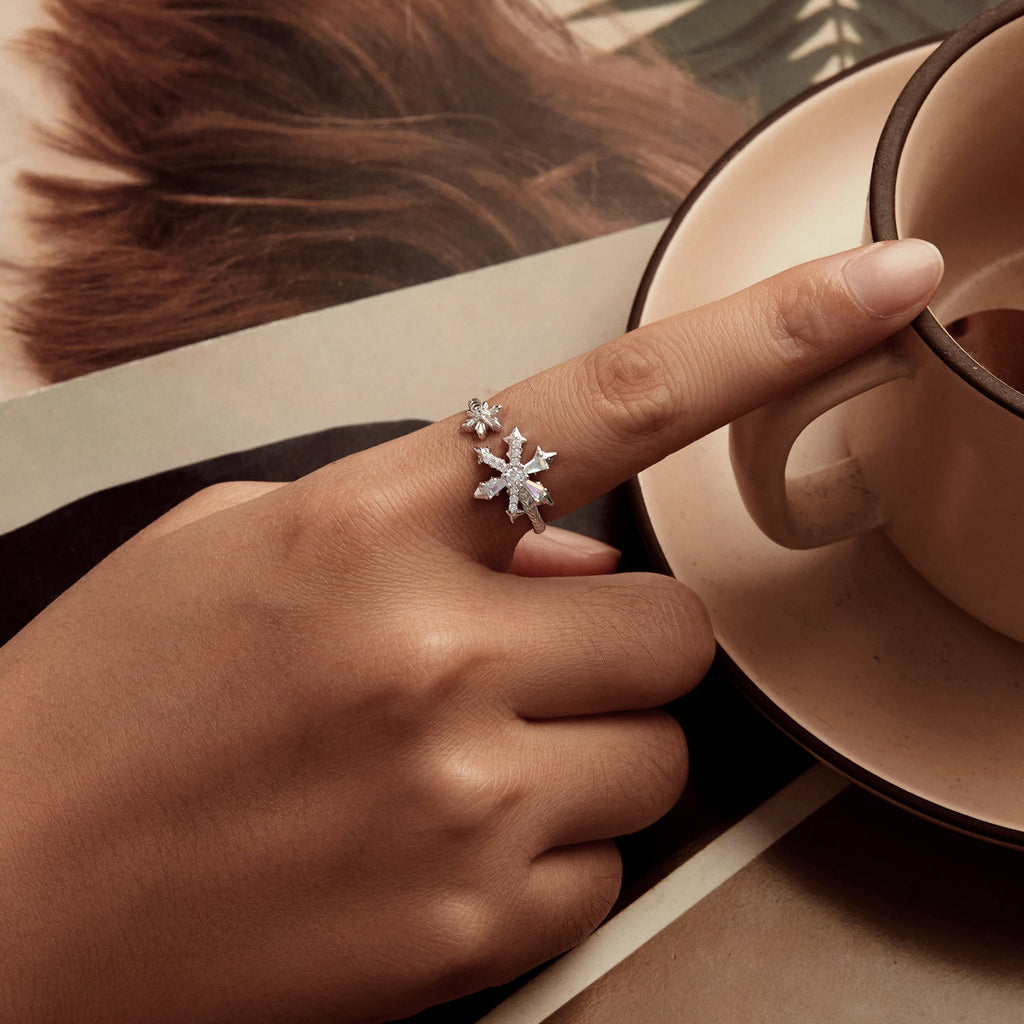 925 Sterling Silver Ring with White Gold Plating and CZ for Women