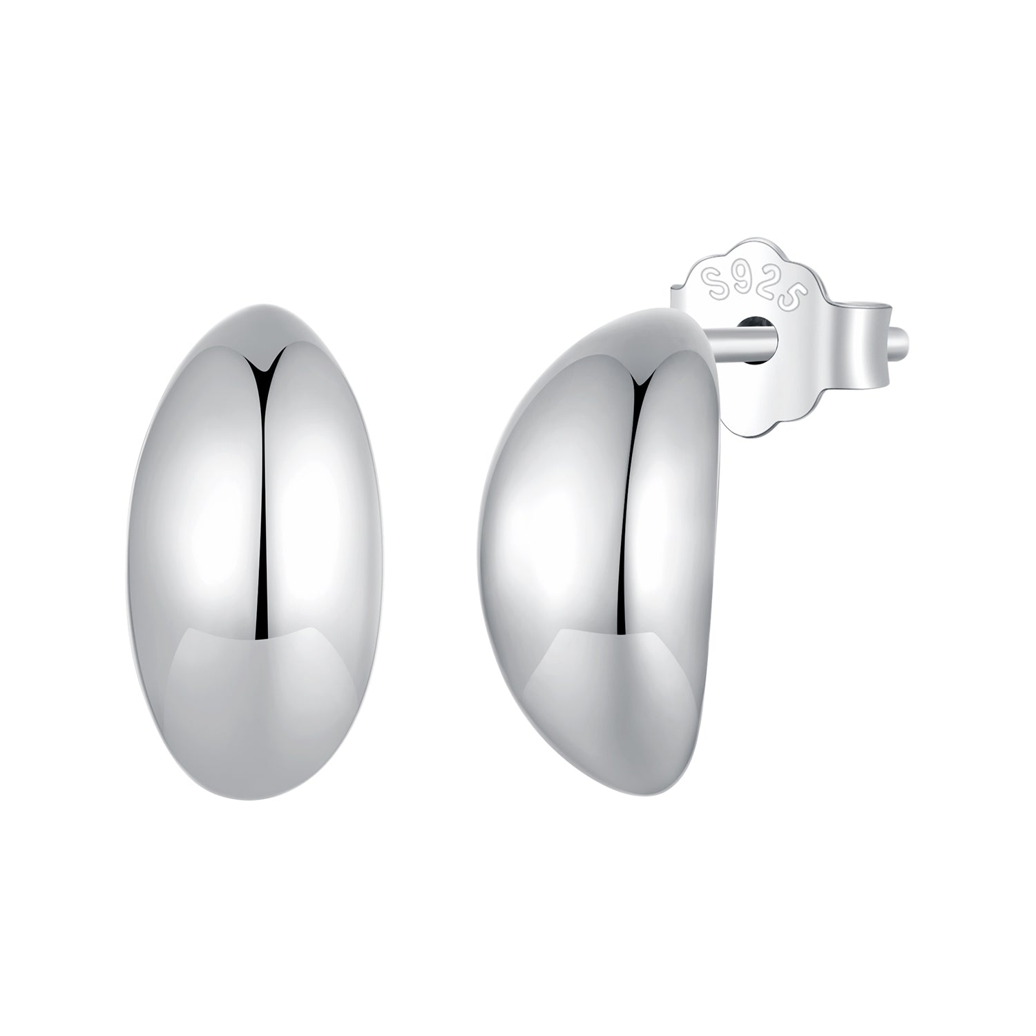 925 Sterling Silver Earrings, Size 10*5mm - Oxidized Silver for Women
