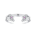 925 Sterling Silver Rabbit Ring with Pavé Setting CZ in White Gold for Women