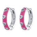 925 Sterling Silver Enamel CZ Earrings for Women, 1.2*0.3cm, Platinum Plated