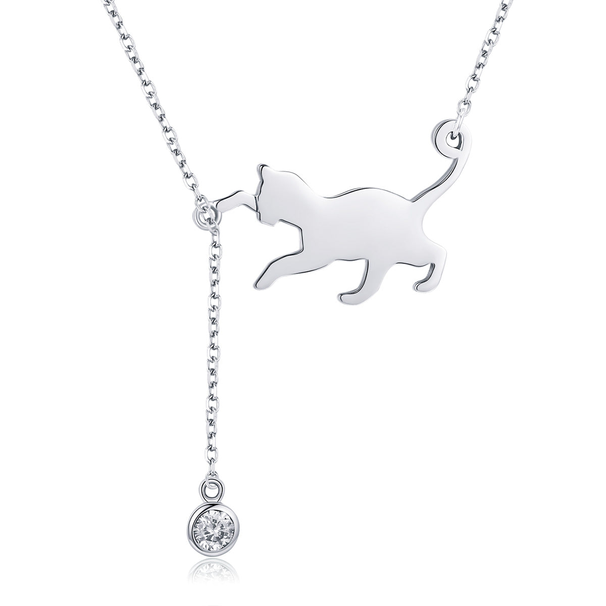 925 Sterling Silver Necklace 38-45cm with 1.4*2.5cm Pendant for Women