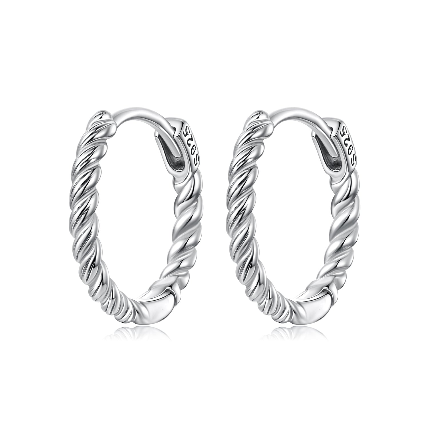 925 Sterling Silver Plated White Gold Earrings Size 1.4x0.2cm for Women
