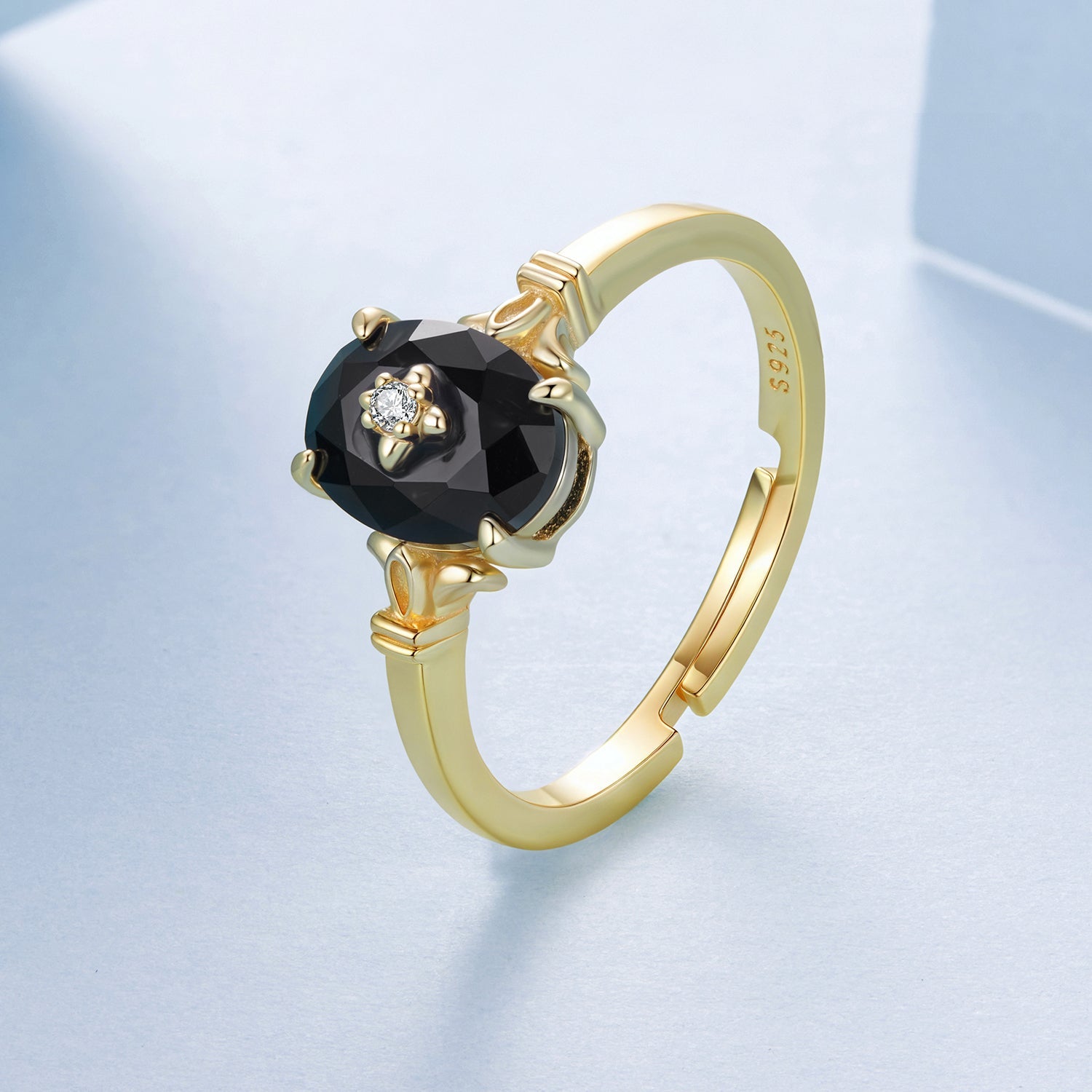 925 Sterling Silver Gold-Plated CZ Pavé Ring for Women