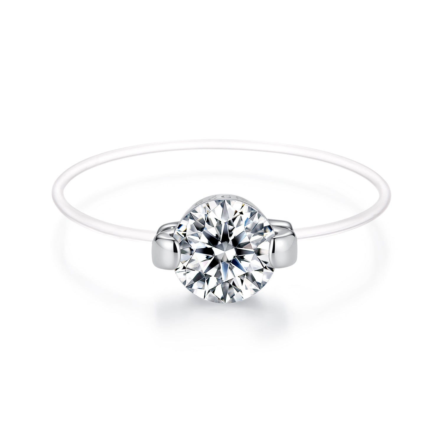 925 Sterling Silver White Gold Plated CZ Ring Size 6 for Women