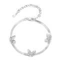 925 Sterling Silver Plated White Gold Adjustable Bracelet for Women