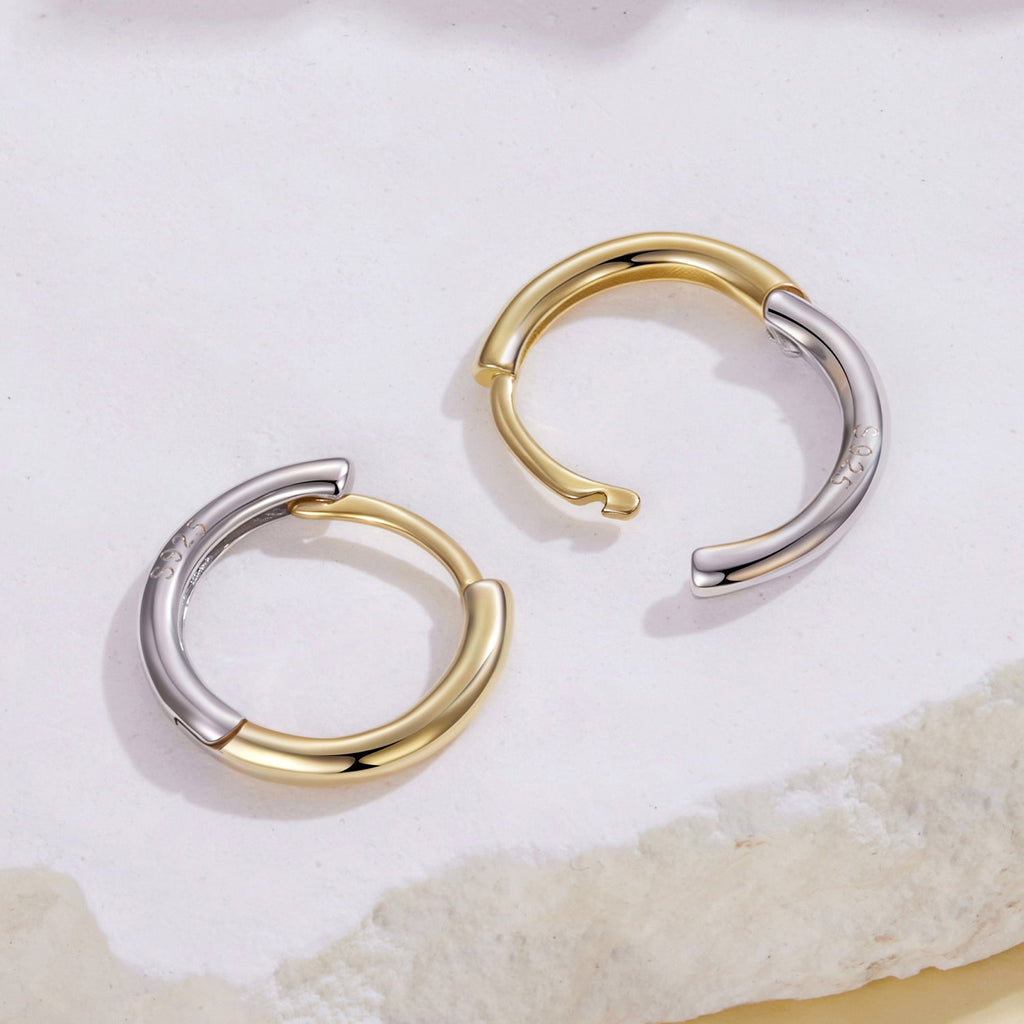 925 Sterling Silver Earrings for Women - 1.3x0.2cm, Plated White Gold