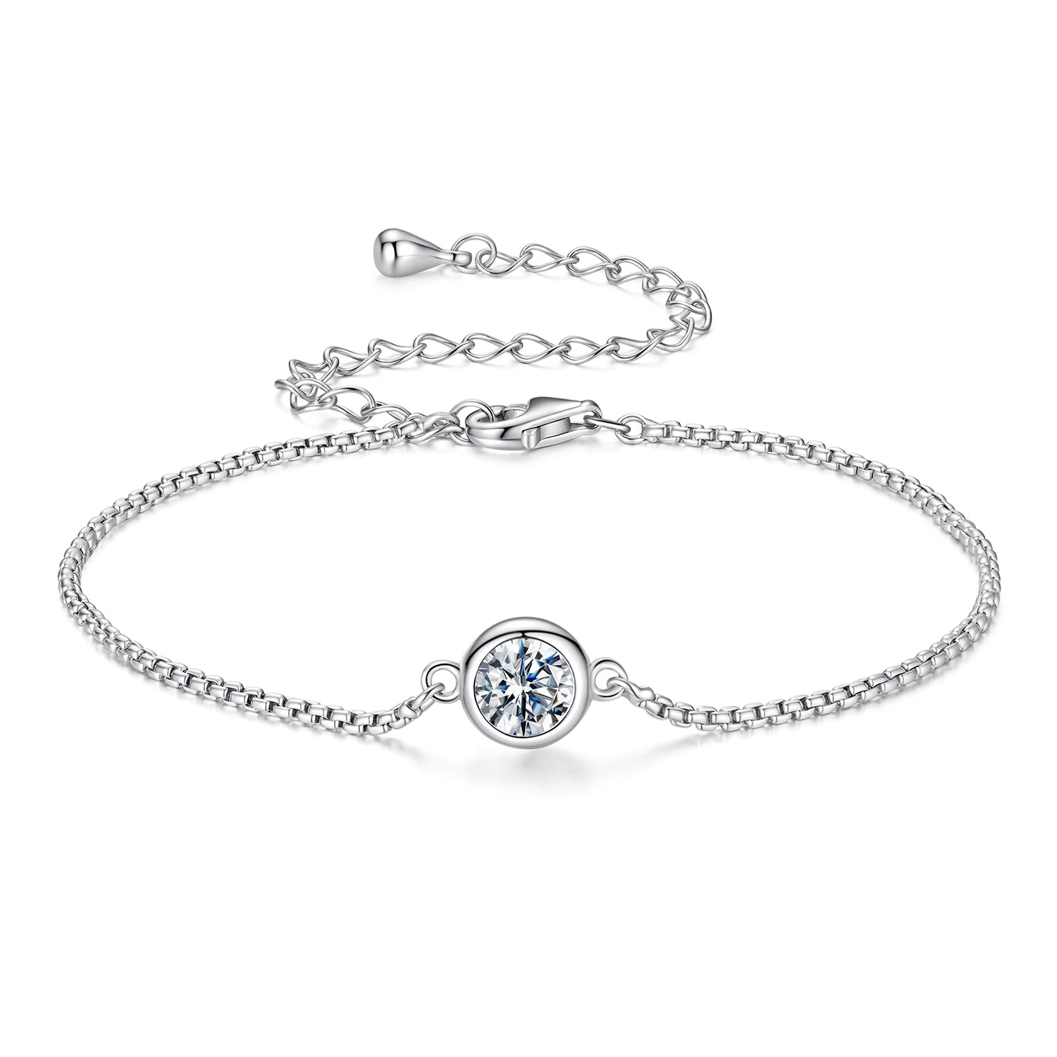 925 Sterling Silver 0.50 Carat Moissanite Bracelet for Women