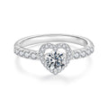 925 Sterling Silver Moissanite 0.5ct Heart Ring for Women Size 6