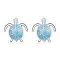 925 Sterling Silver Earrings for Women - Pavé Setting CZ with Enamel Process - 1cm