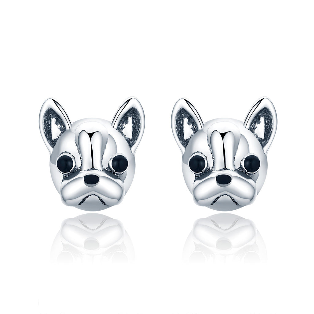925 Sterling Silver Oxidized Enamel Earrings for Women 1*1cm