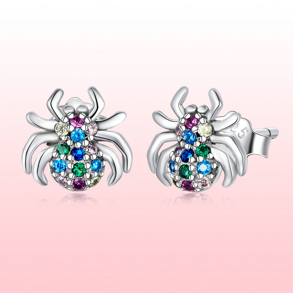 925 Sterling Silver Earrings with Pavé Setting CZ, Oxidized Silver, 0.7*0.8 cm for Women