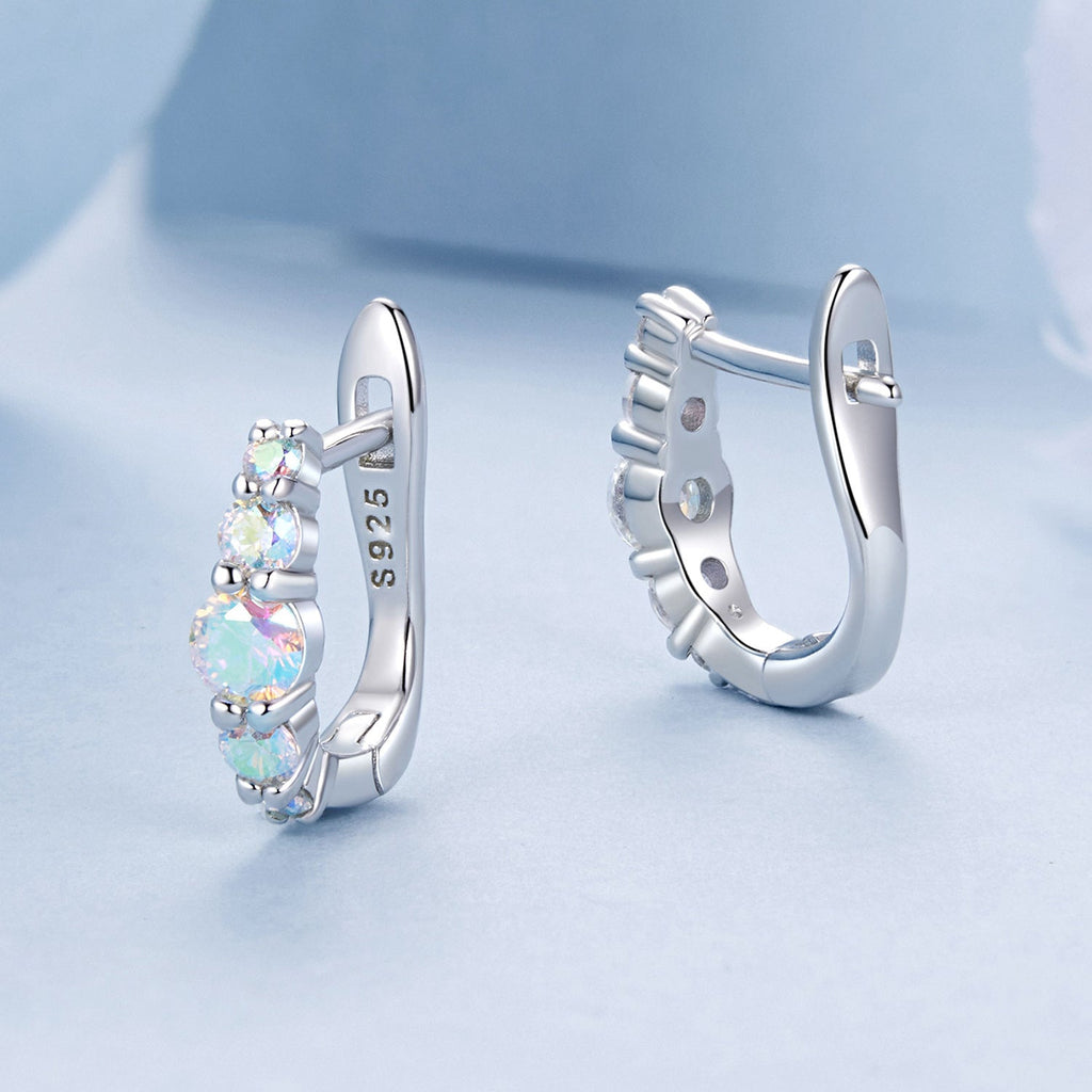 925 Sterling Silver Earrings with CZ in Pavé Setting, 12x3mm, for Women