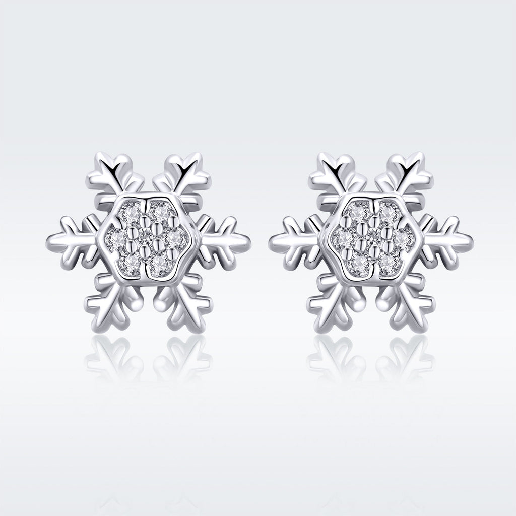 S925 Sterling Silver Earrings with CZ in Pavé Setting - 0.8*0.8cm for Women
