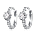 925 Sterling Silver Earrings with Pavé Setting CZ, Platinum Plated, 1.3x0.4cm, for Women