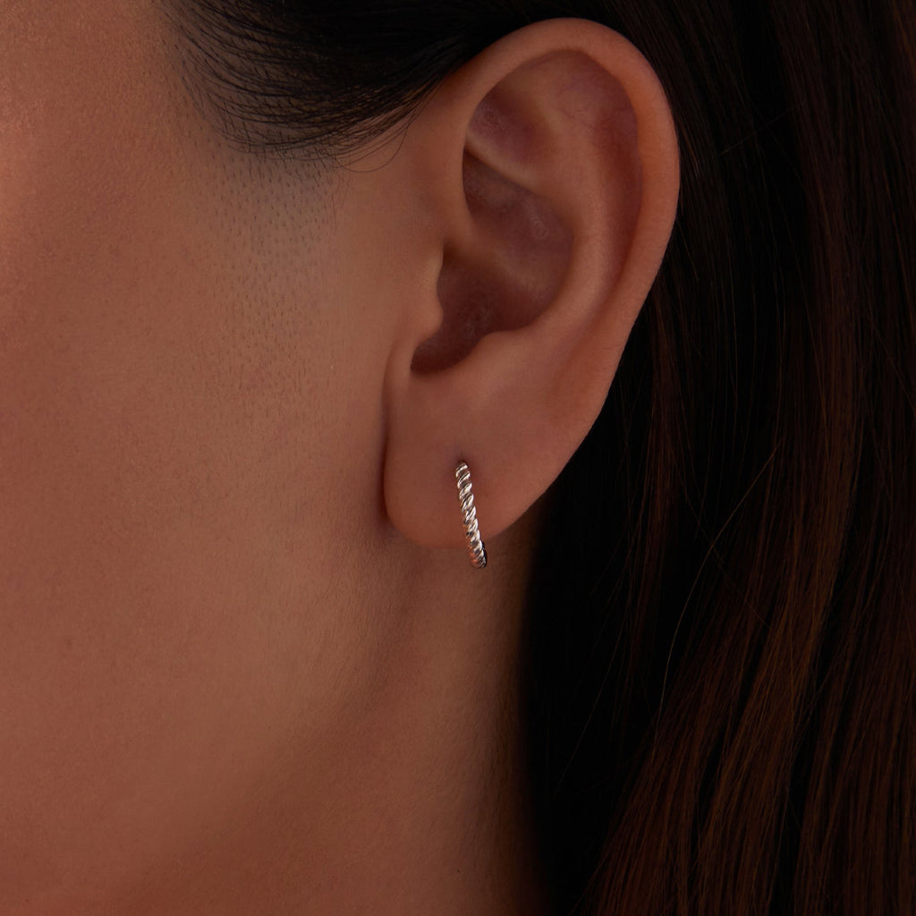 925 Sterling Silver Plated White Gold Earrings Size 1.4x0.2cm for Women