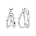 925 Sterling Silver Earrings 1.2x0.6cm with White Gold Plating for Women