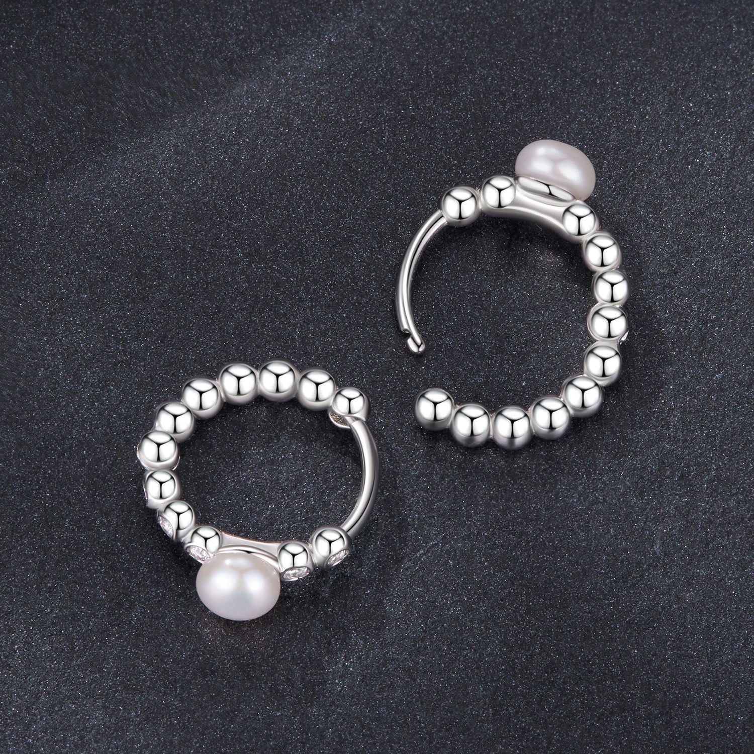 925 Sterling Silver White Gold Plated Moissanite & Pearl Earrings for Women