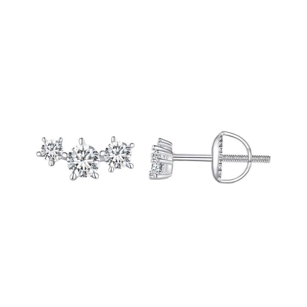 925 Sterling Silver Moissanite 0.01 Carat Earrings Size 4*9mm for Women