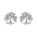 925 Sterling Silver Earrings with Pave Setting CZ - Oxidized Finish - 0.9cm