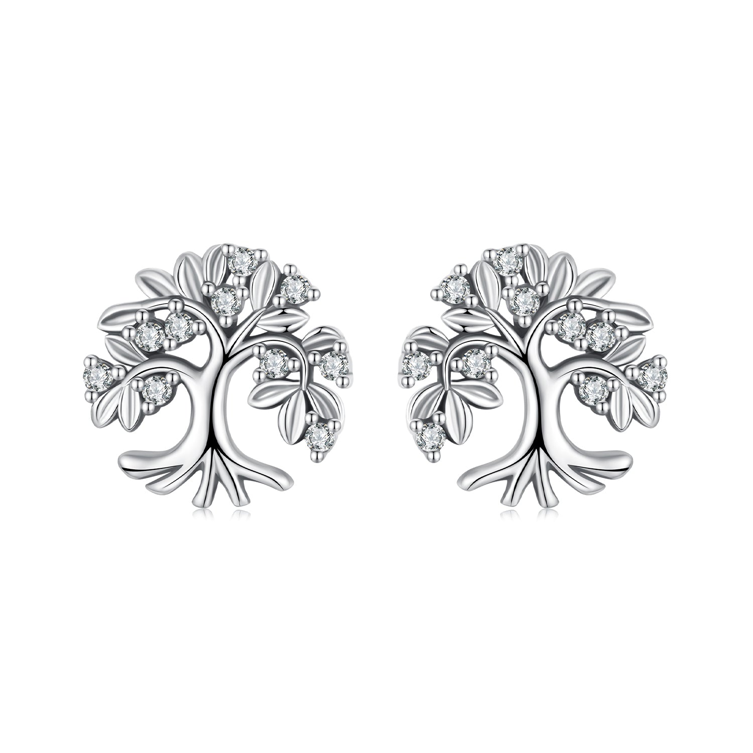 925 Sterling Silver Earrings with Pave Setting CZ - Oxidized Finish - 0.9cm