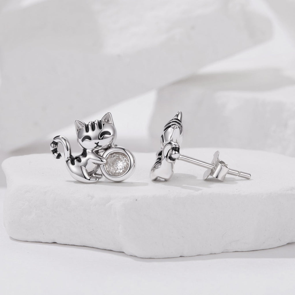 925 Sterling Silver Brass White Gold Plated Earrings with CZ for Women