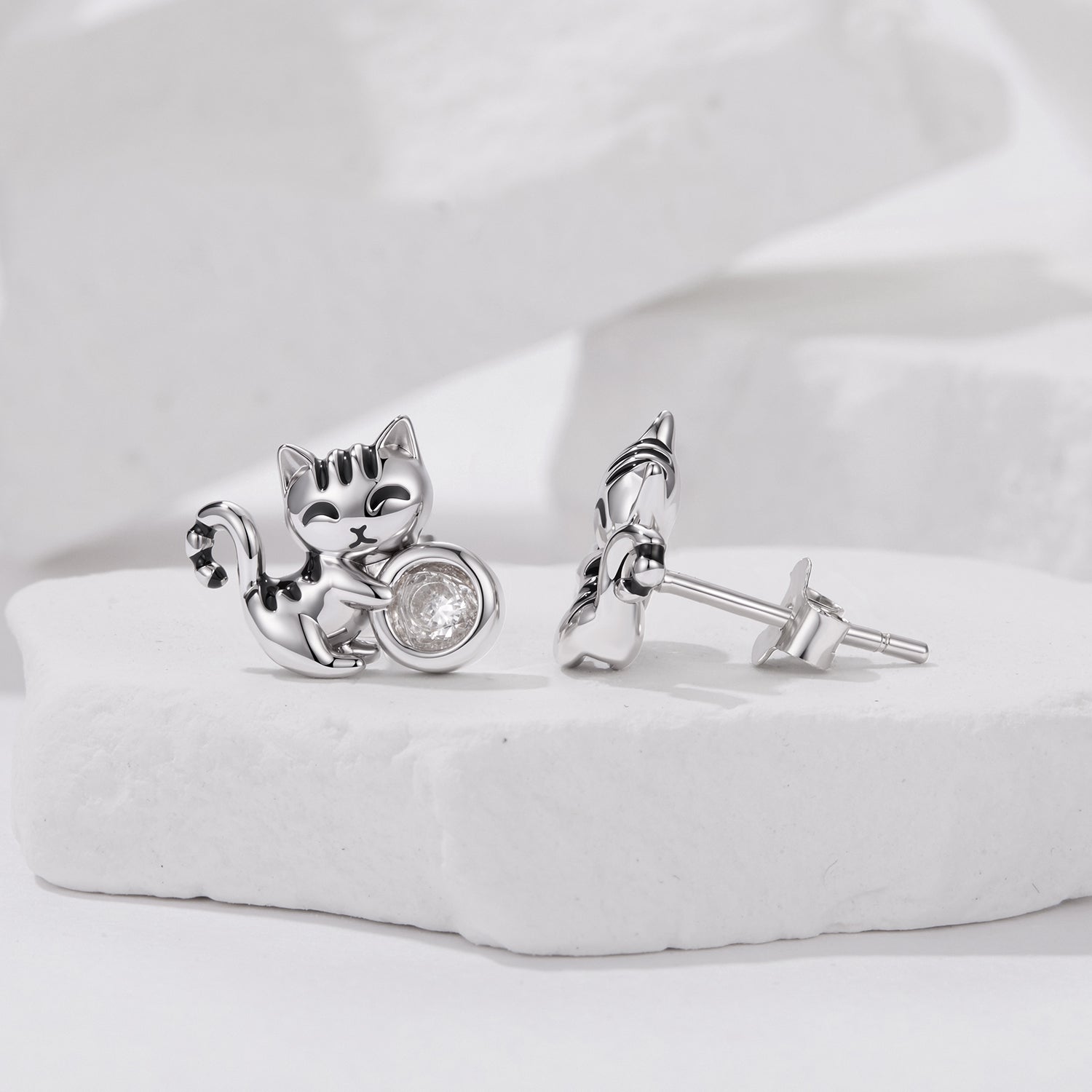 925 Sterling Silver Brass White Gold Plated Earrings with CZ for Women