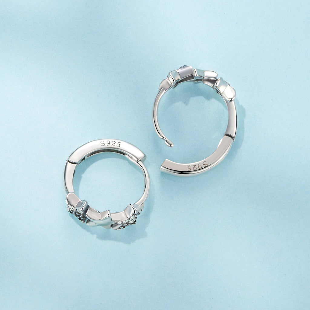925 Sterling Silver Earrings with Pavé Setting CZ in Oxidized Silver