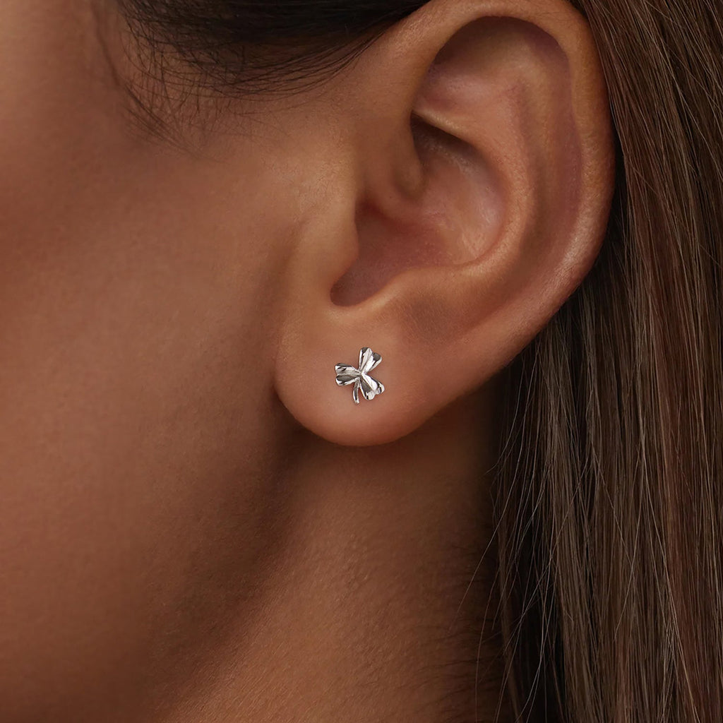 925 Sterling Silver White Gold Plated 0.7cm Earrings for Women