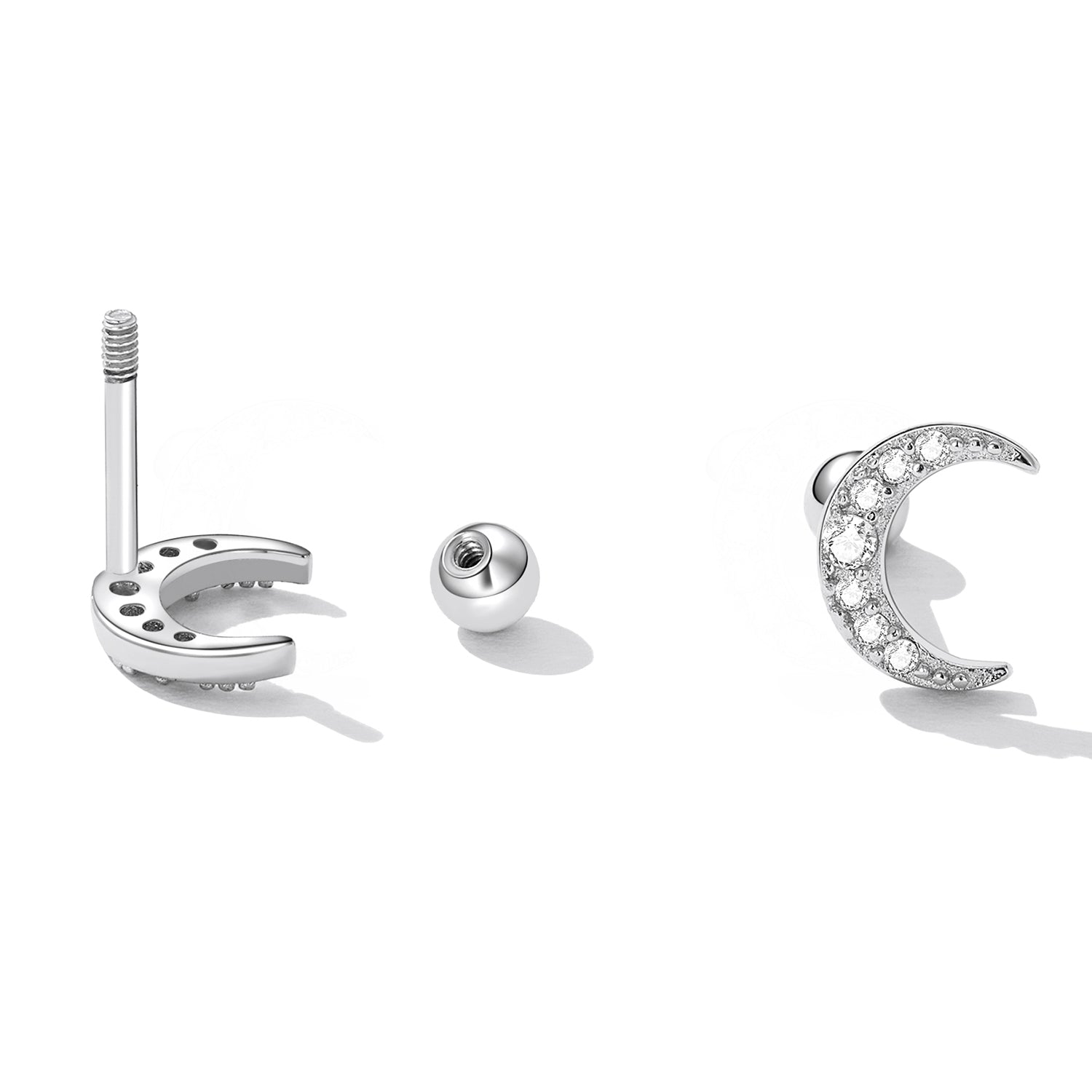 925 Sterling Silver Earrings with Pavé Setting CZ, 0.8*0.6cm for Women