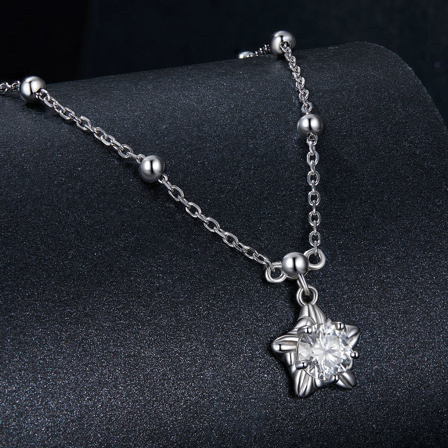 925 Sterling Silver 5mm Moissanite Necklace for Women