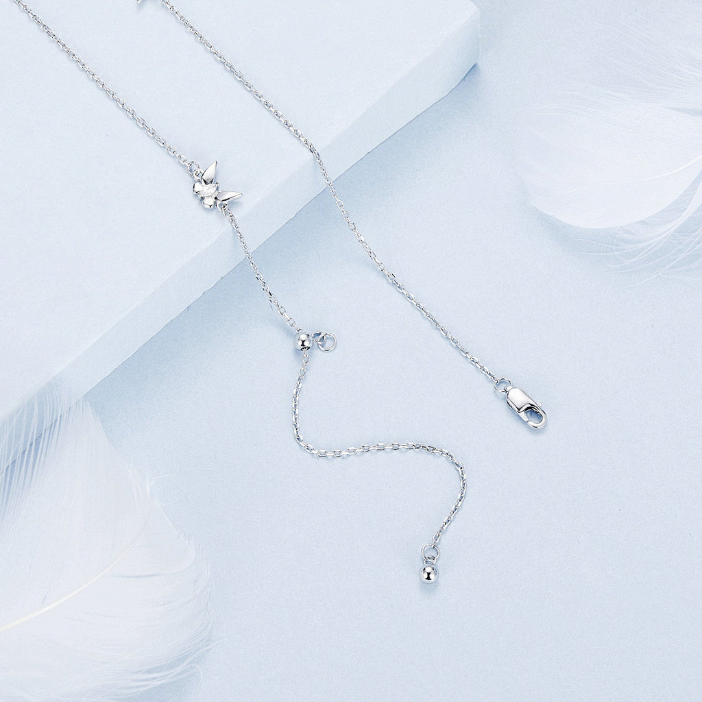 925 Sterling Silver Adjustable Necklace with White Gold Plating