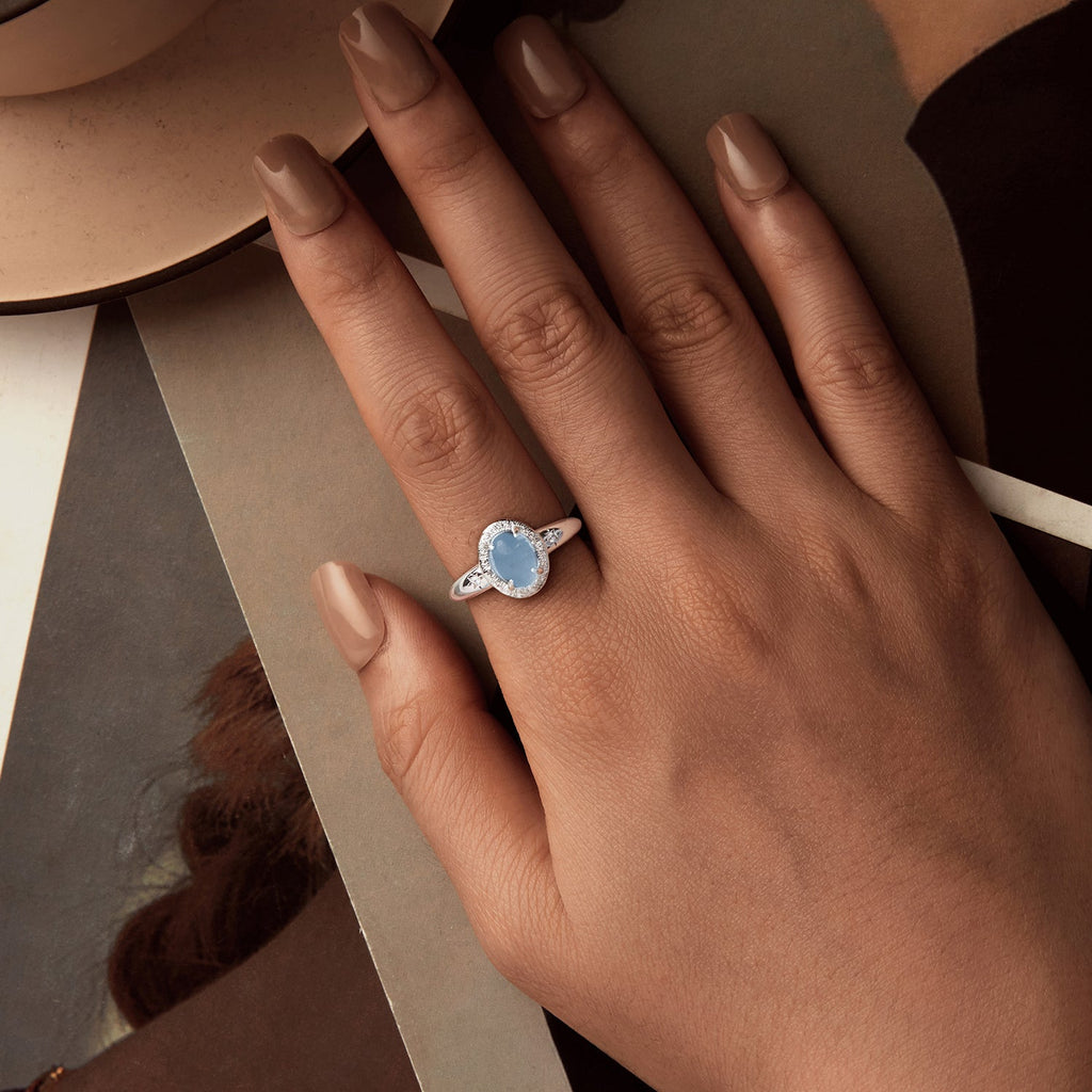 925 Sterling Silver Ring with Pavé Setting CZ, 0.2cm Width, White Gold Plated, Style E, Women