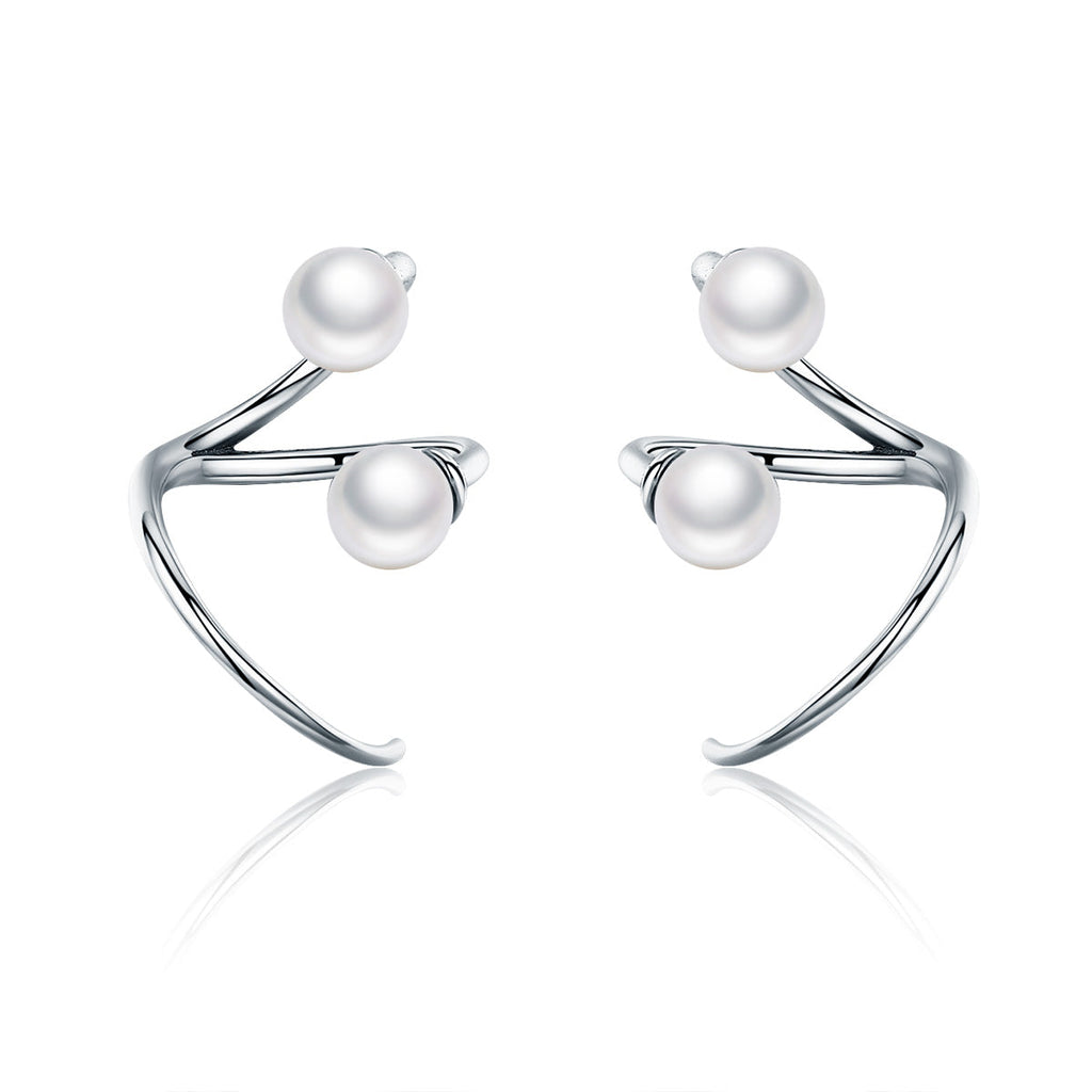 925 Sterling Silver Oxidized Earrings with Shell Pearl for Women