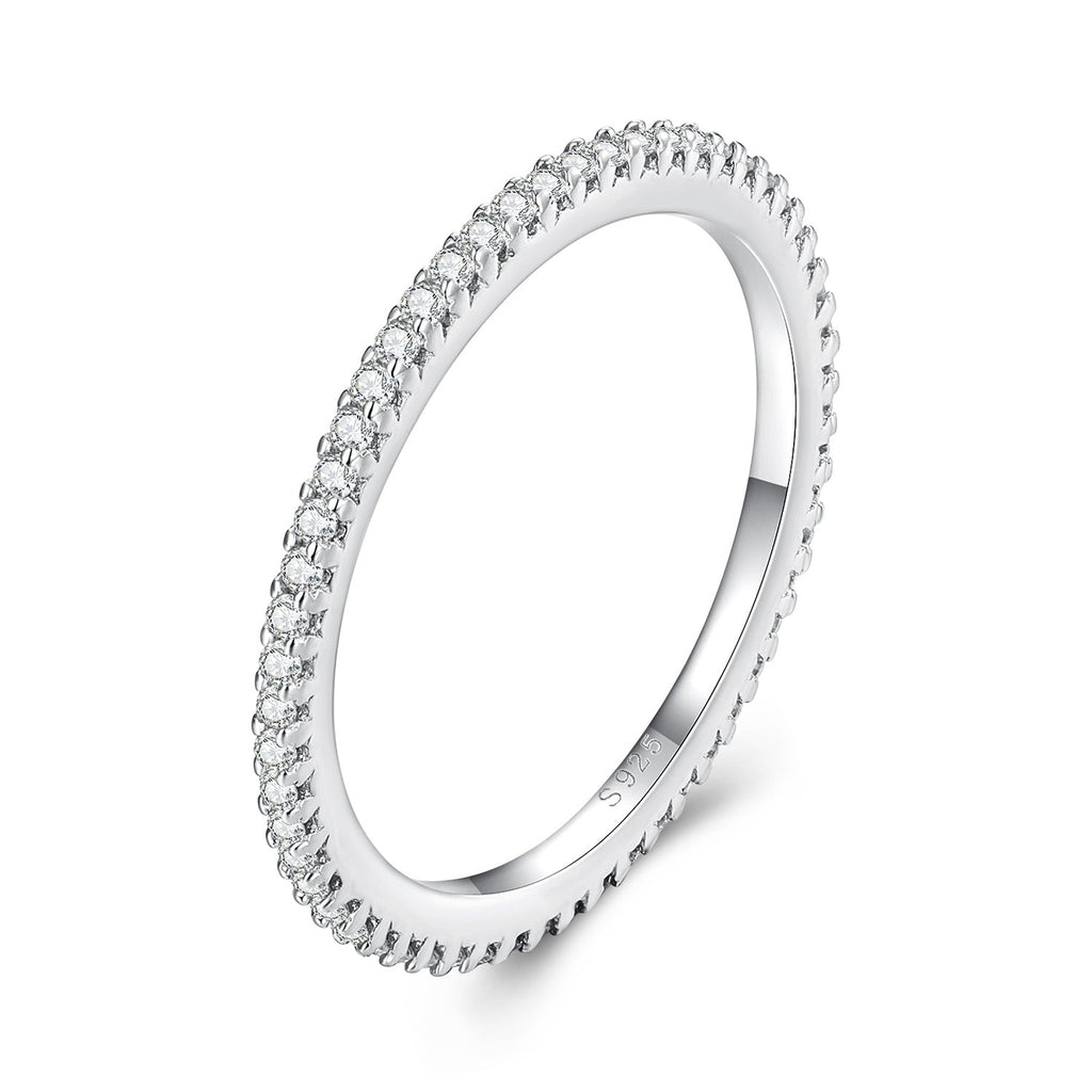 925 Sterling Silver Moissanite 0.005ct 1.4mm Ring Size 6 for Women