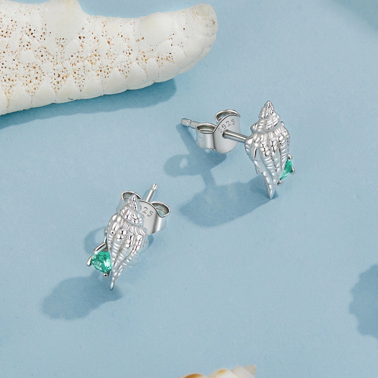 925 Sterling Silver Earrings with Transparent Glass, 5x12mm for Women