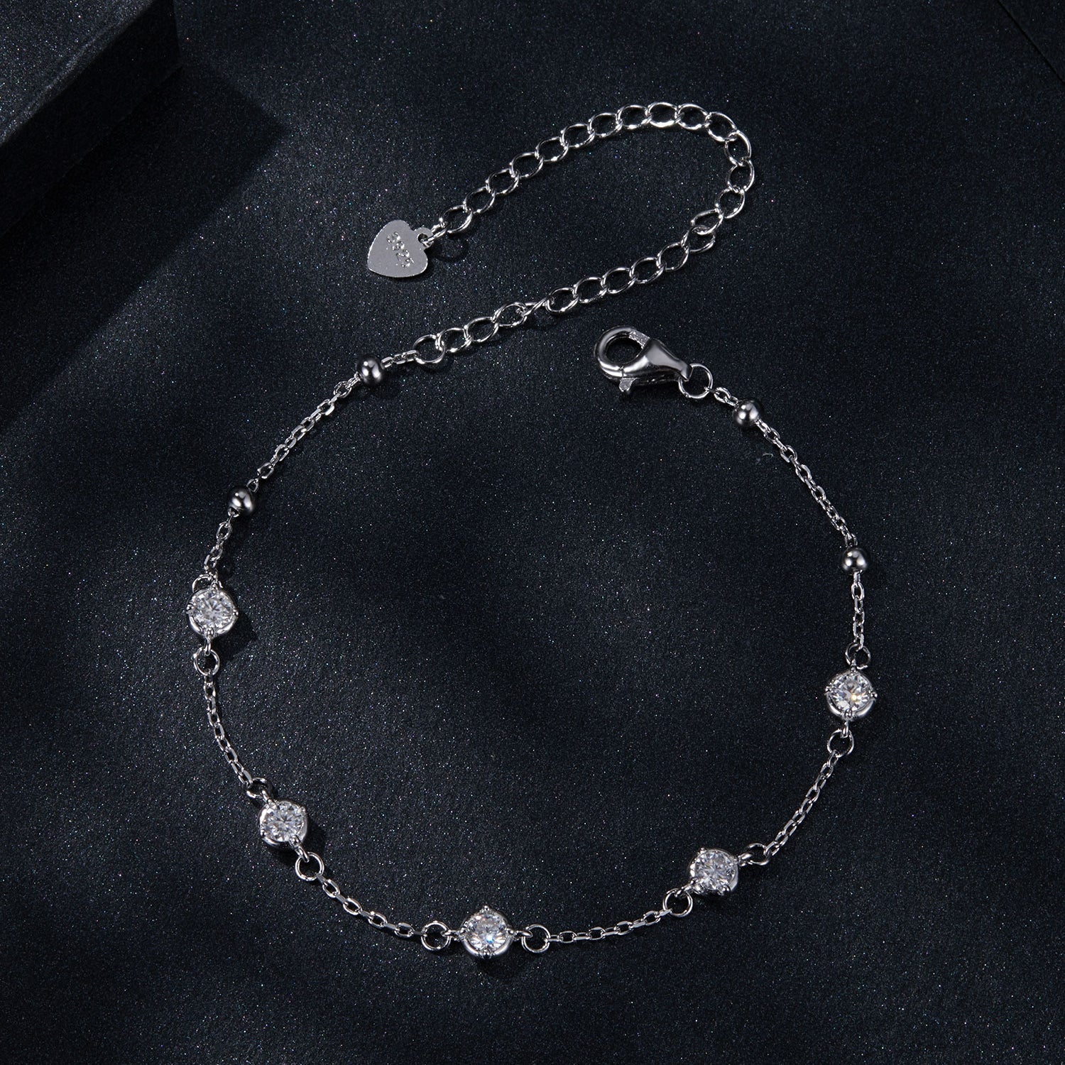 925 Sterling Silver 3mm Moissanite Bracelet for Women