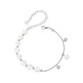 925 Sterling Silver 15+6cm White Gold Plated Bracelet with Quality Shell Pearl & CZ for Women