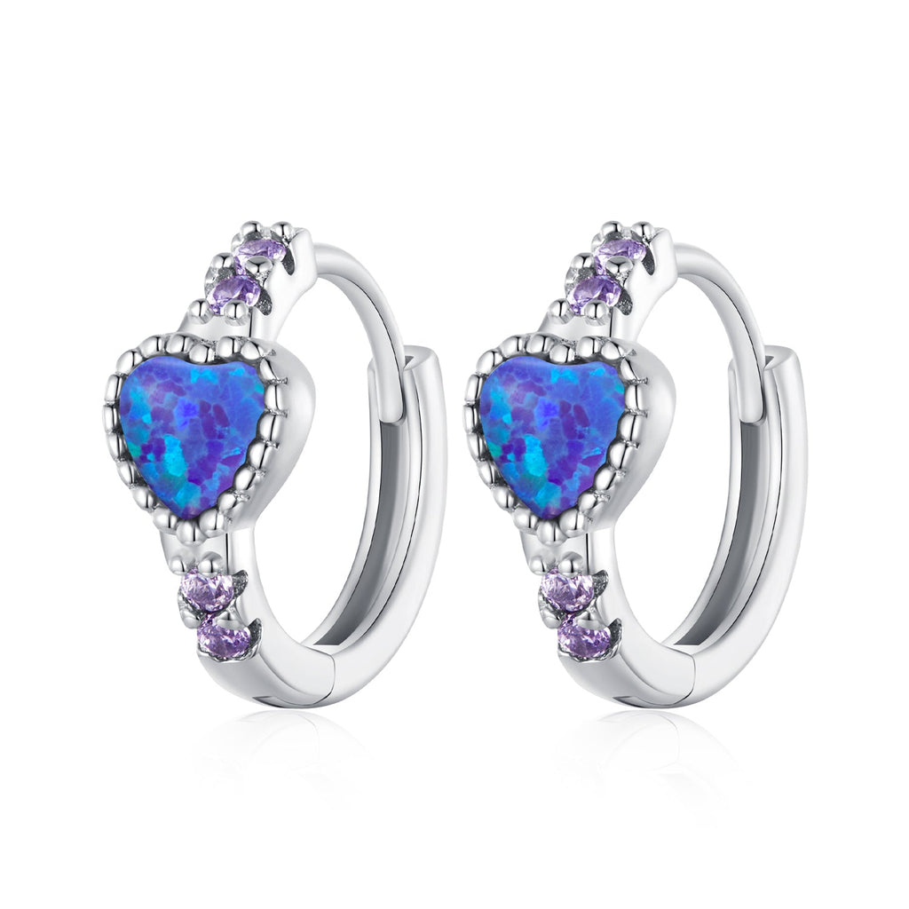 925 Sterling Silver Translucent Opal Earrings with CZ for Women