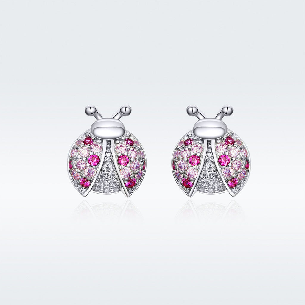925 Sterling Silver Earrings with Pavé Setting CZ 1x0.9cm for Women