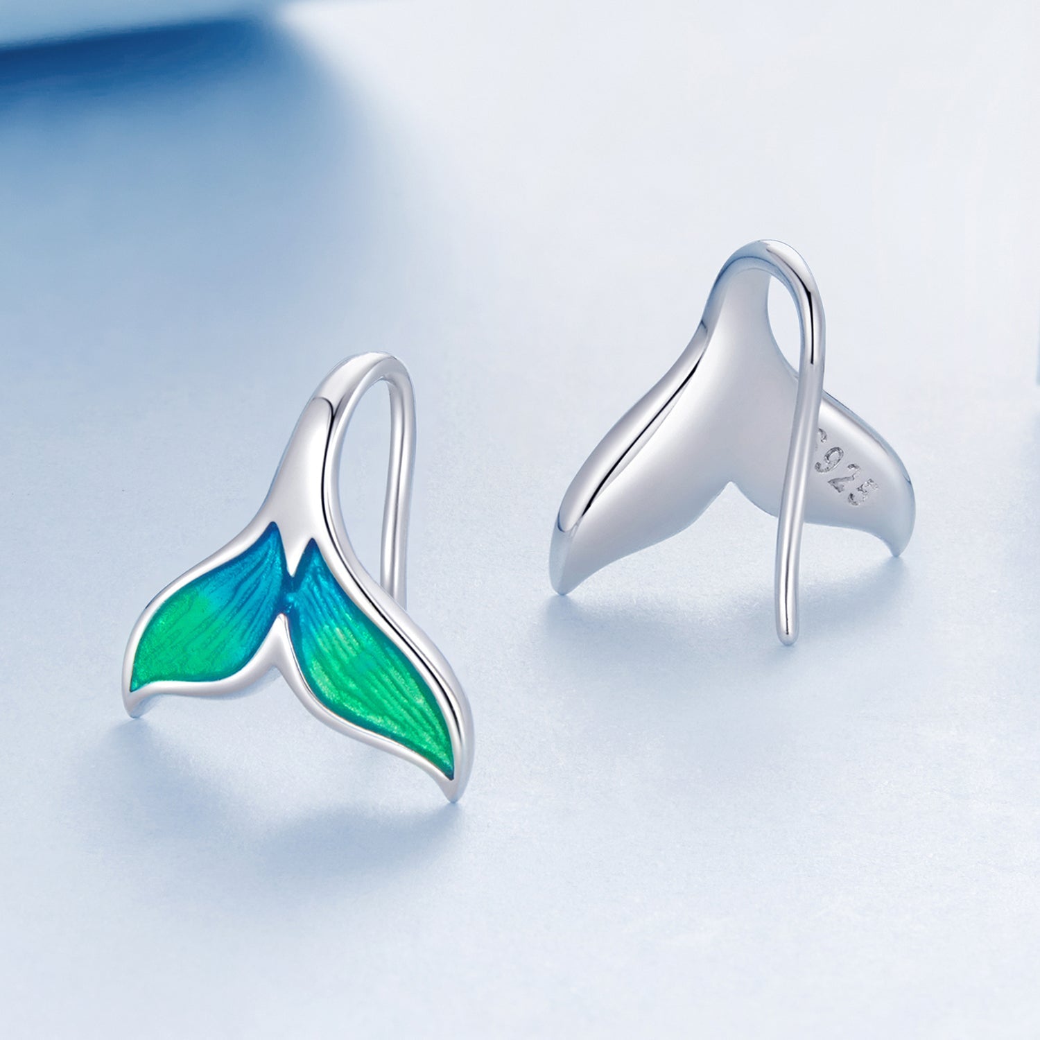 925 Sterling Silver White Gold Plated Enamel Earrings for Women