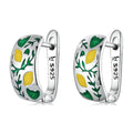 925 Sterling Silver Earrings for Women - Enamel Process - Oxidized Silver - 1.4x0.6 cm