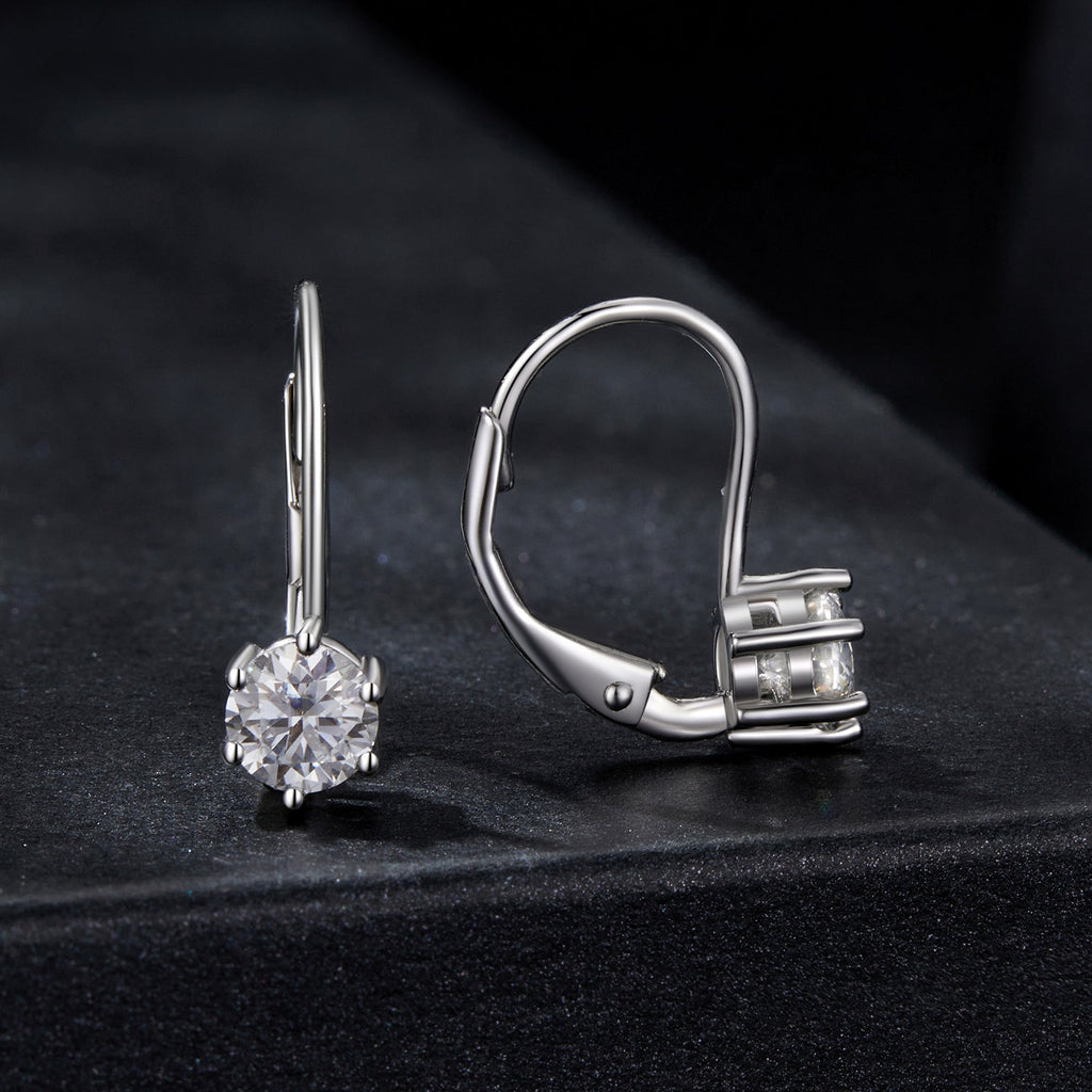 925 Sterling Silver 0.5 Carat Moissanite Earrings for Women