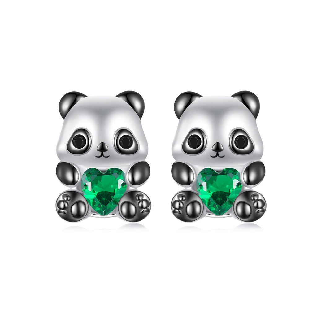 925 Sterling Silver Earrings with Pavé Setting CZ in White and Black Gold