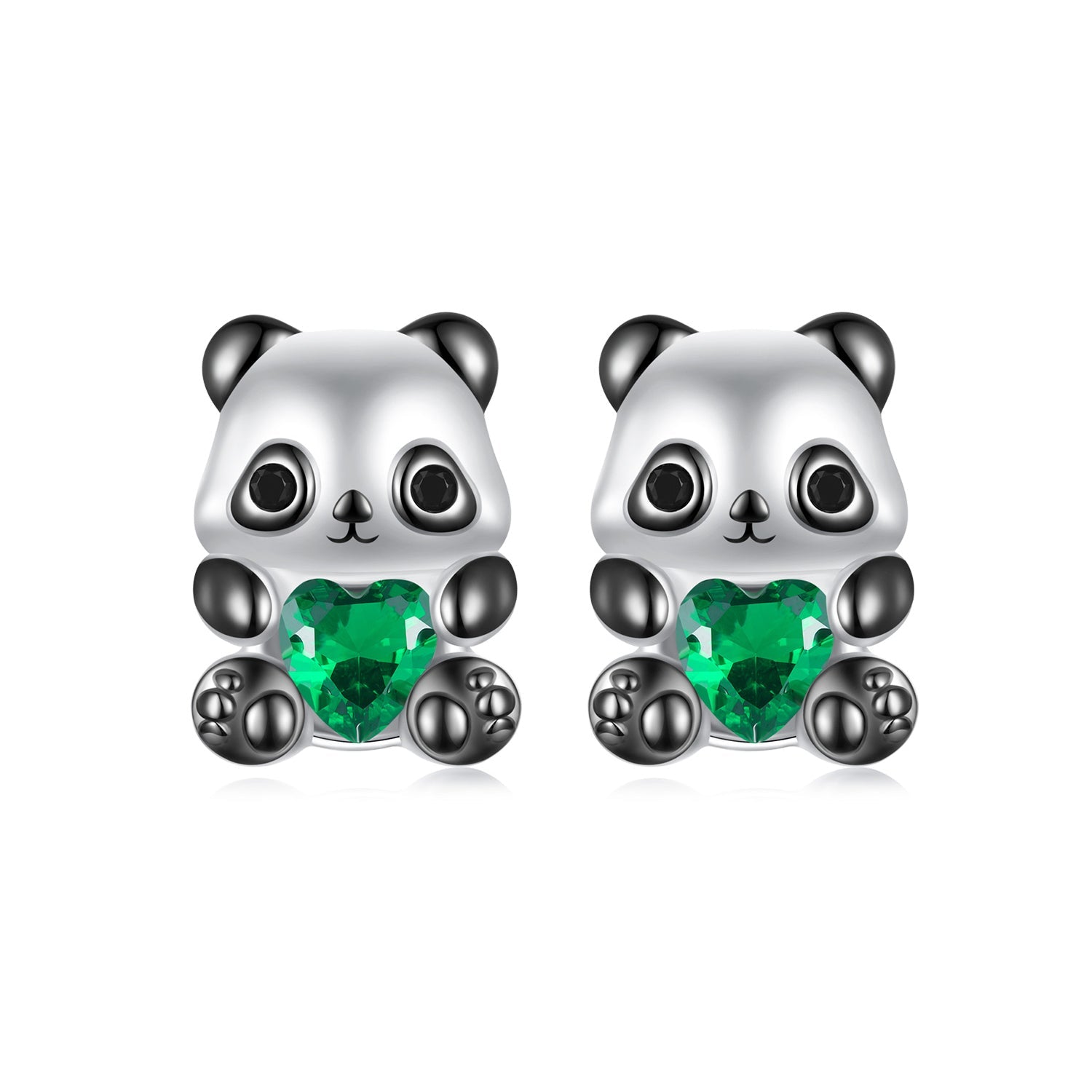 925 Sterling Silver Earrings with Pavé Setting CZ in White and Black Gold
