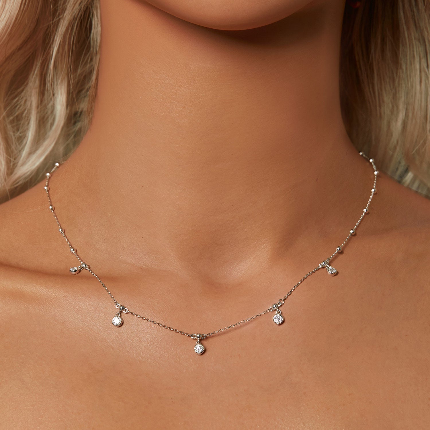 925 Sterling Silver 3mm Moissanite Necklace for Women