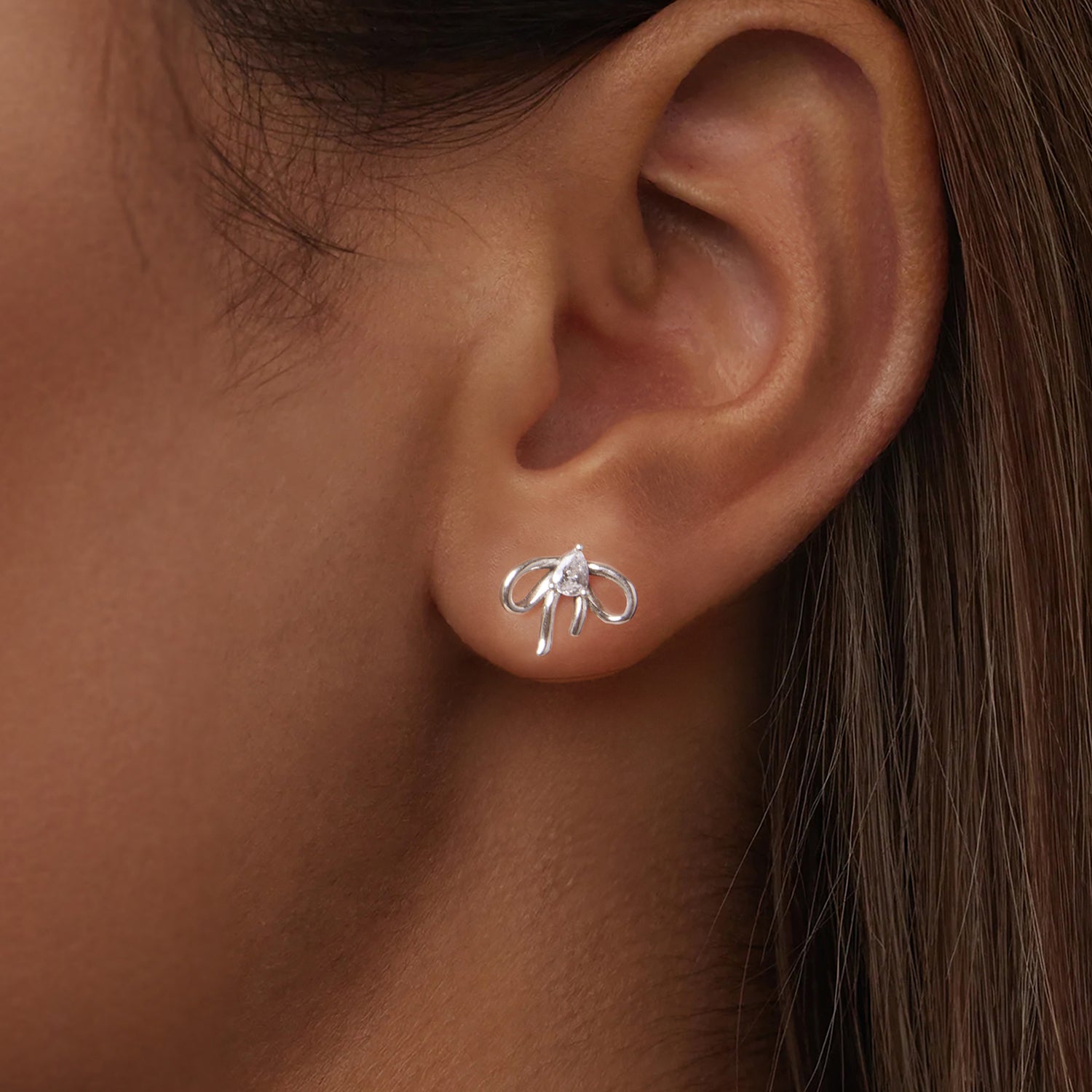 925 Sterling Silver Earrings with Pavé Setting & Oxidized Finish