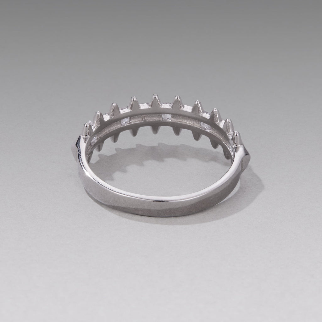 925 Sterling Silver 0.24cm White Gold Plated Ring with CZ for Women Size 6